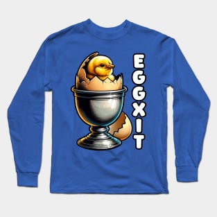 Eggxit Cute Chick Egg Pun Long Sleeve T-Shirt